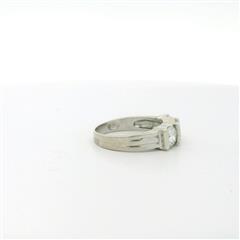Sterling Silver Round CZ Band Ring - Size 8